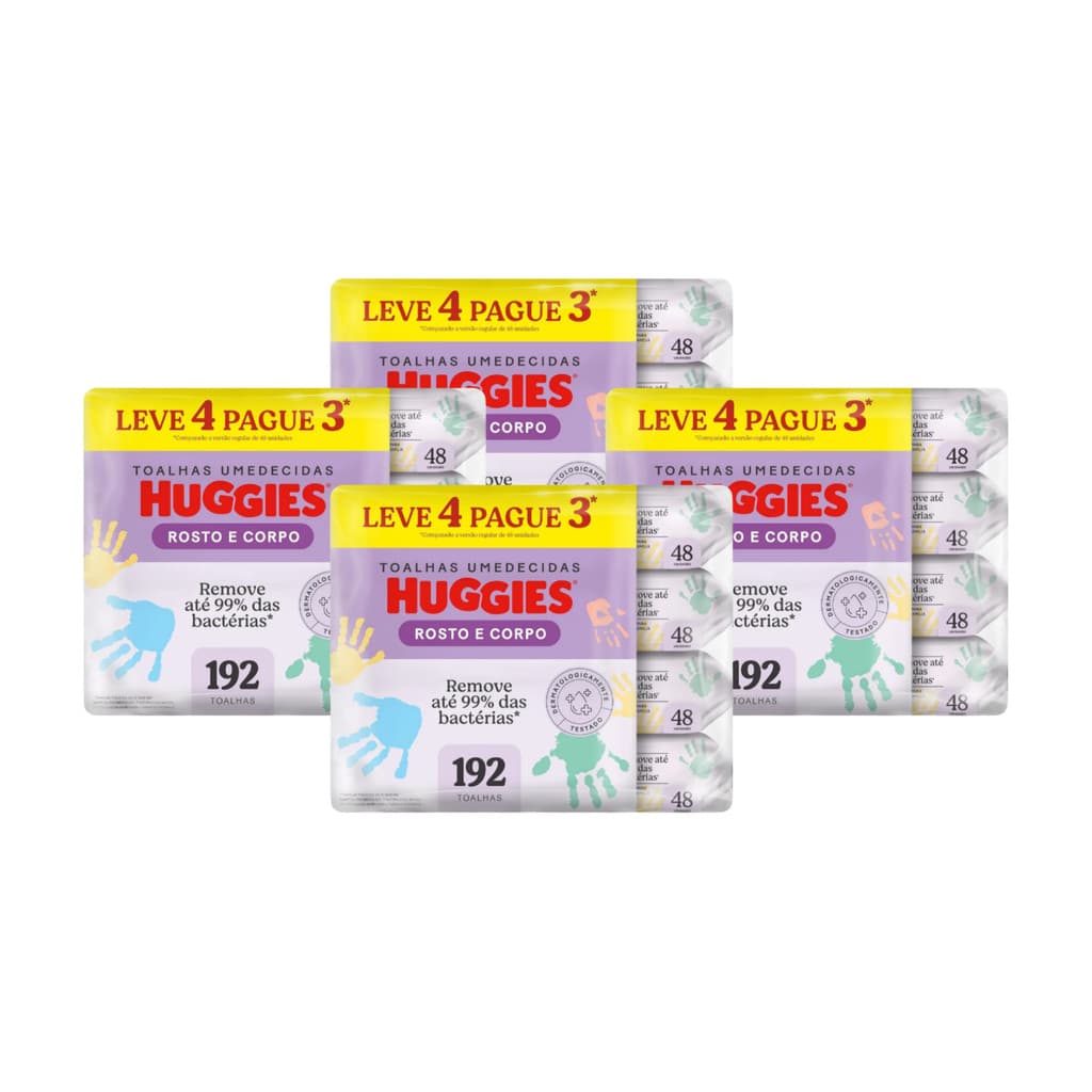 Lenço Umedecido Huggies Leve 16 Pague 12 - 48 Toalhas cada