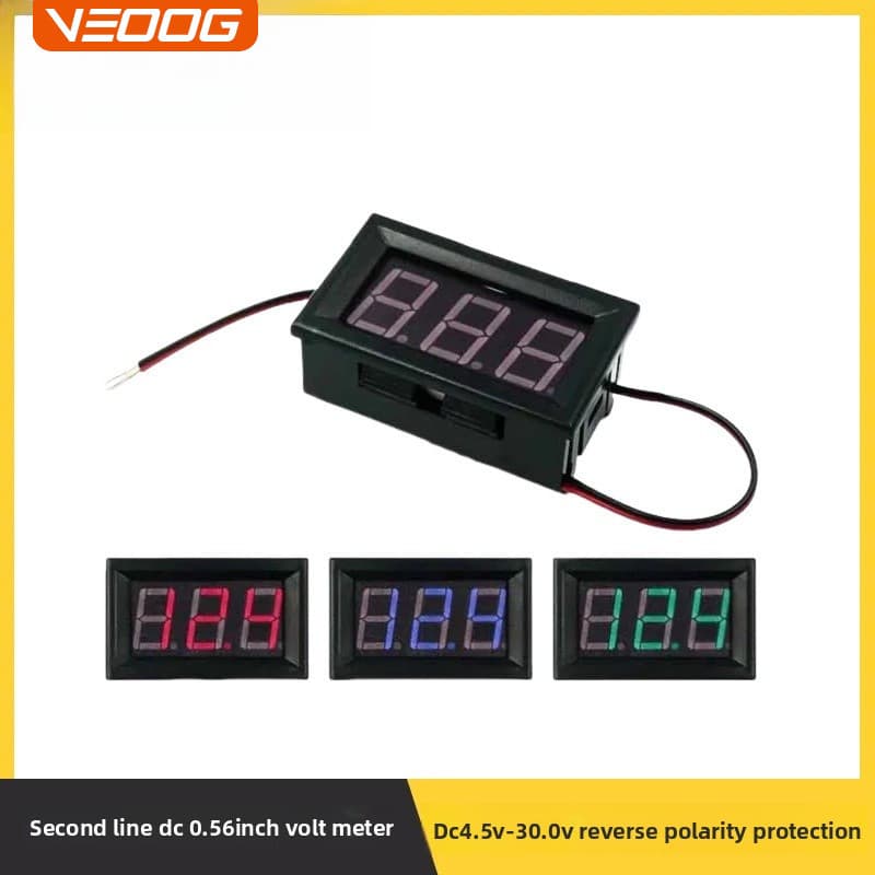 Cabeça de voltímetro DC de dois fios 2cm LED Voltímetro Digital DC4.5V-30.0V Proteção de conexão reversa
