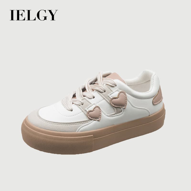IELGY Love heart Sapatos Brancos Femininos Com Sola Grossa E Calçados Esportivos Confortáveis