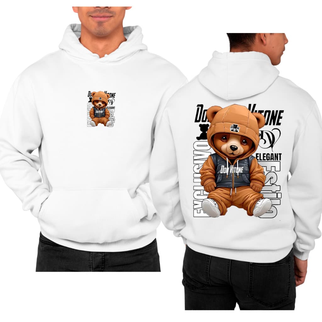 Agasalho De Frio Masculino Urso Vitone Estiloso De Casaco Frente e Costa 100% Algodão Quentinho