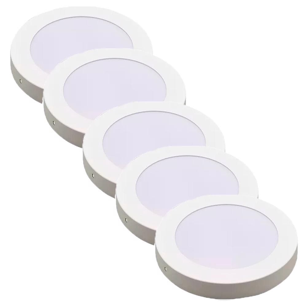 Kit Luminária Plafon LED Redondo de Sobrepor 24W - 6500K Com 5 Unidades (520,0013) - Noll LED
