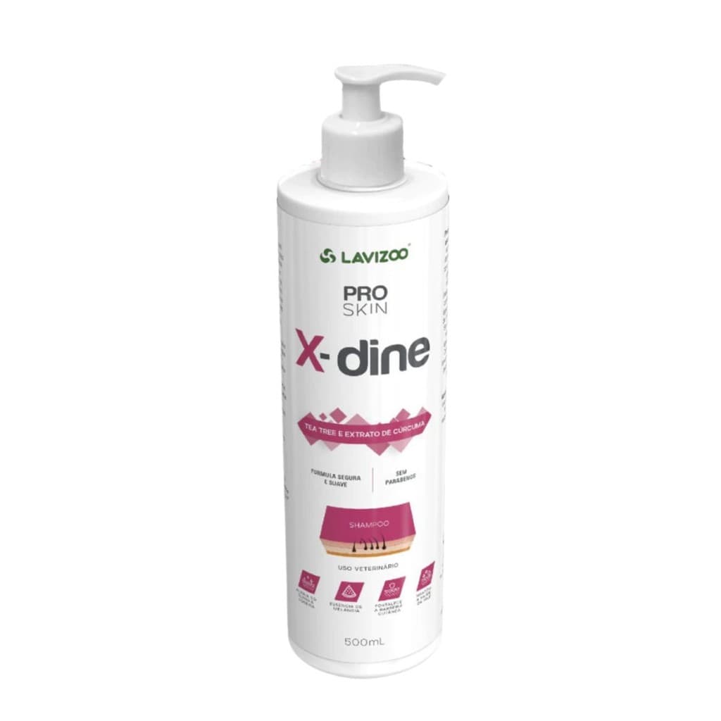 X-Dine Shampoo Clorexidina 500ml Para Cães e Gatos Lavizoo