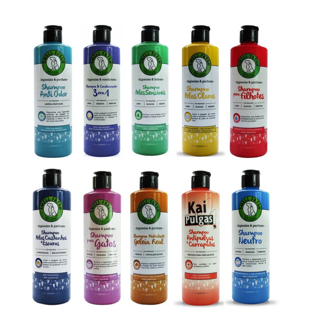 Shampoo Smell Fresh 500ml Vetsense Fragrancia Perfumada Duradoura para Caes e Gatos para Banho