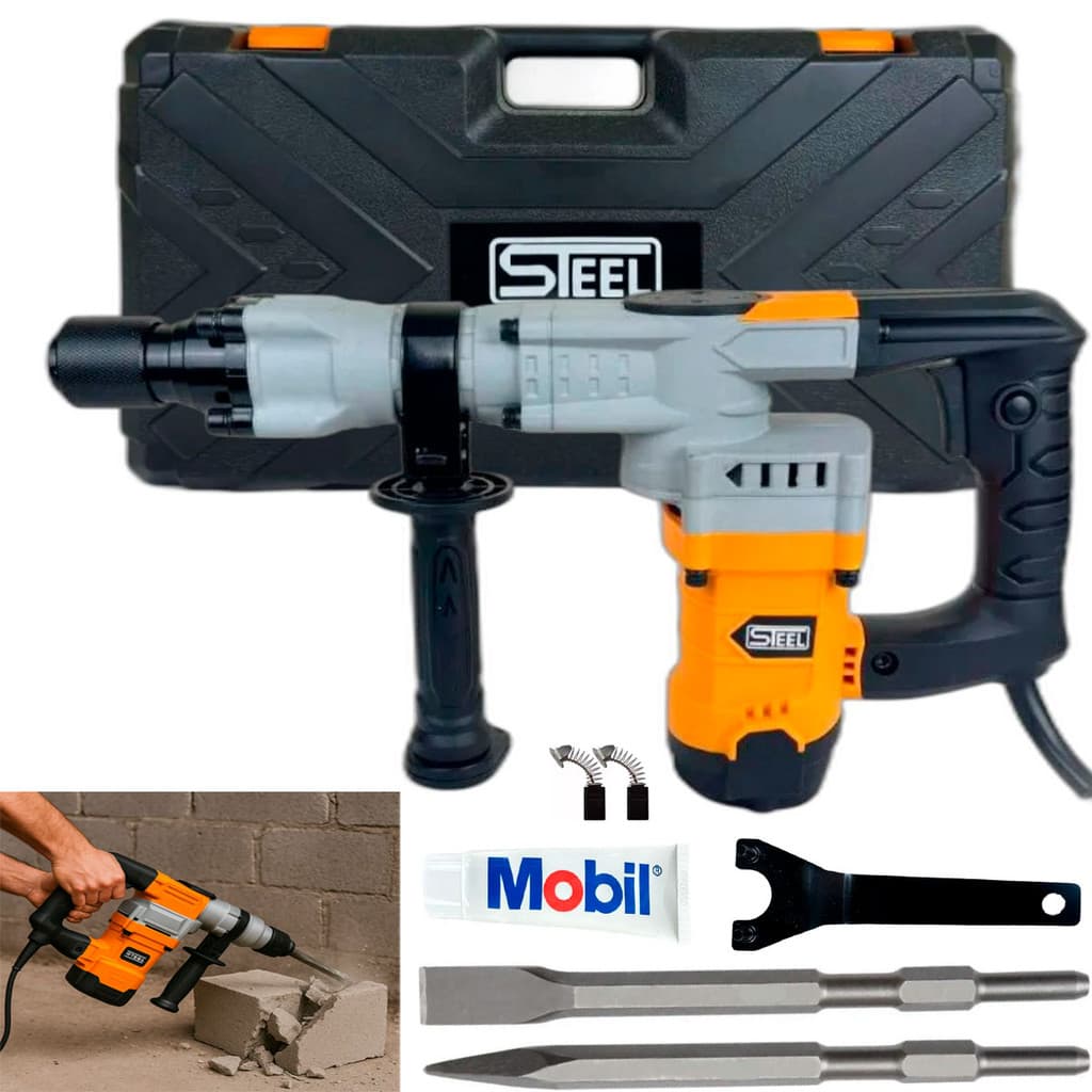 Martelete Demolidor Rompedor 1900W 10kg 16J Sextavado 17mm + Maleta e Ponteiras ENVIO IMEDIATO