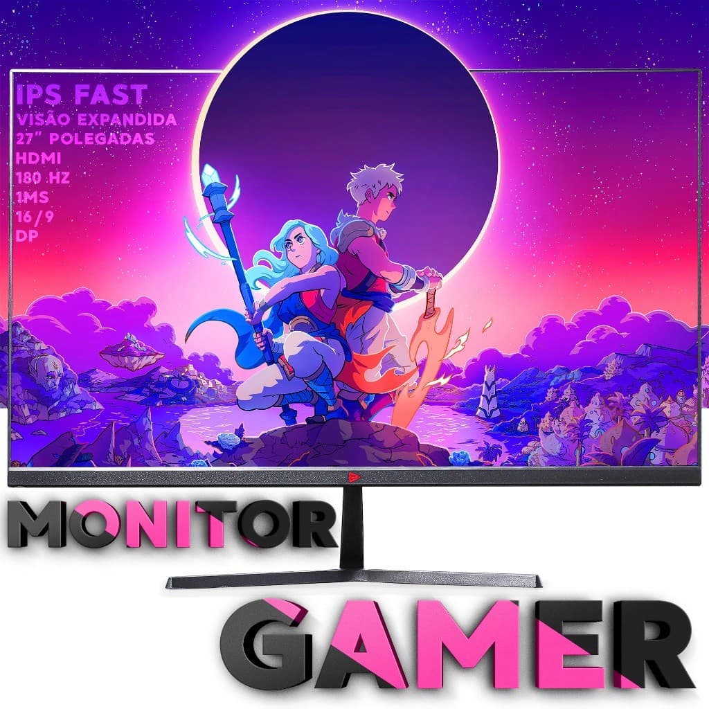 Monitor Pc Gamer Series Full HD 23.8" 1080p 1ms Visão Expansiva 180Hz HDMI/VGA