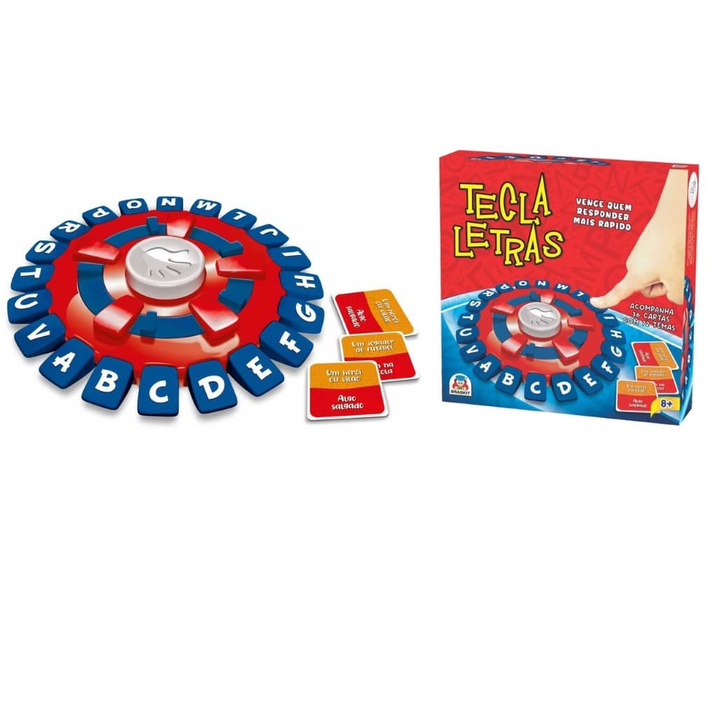 Jogo Tecla Letras Braskit Jogo de Tabuleiro Com 36 Cartas E 72 Temas Para Família Amigos