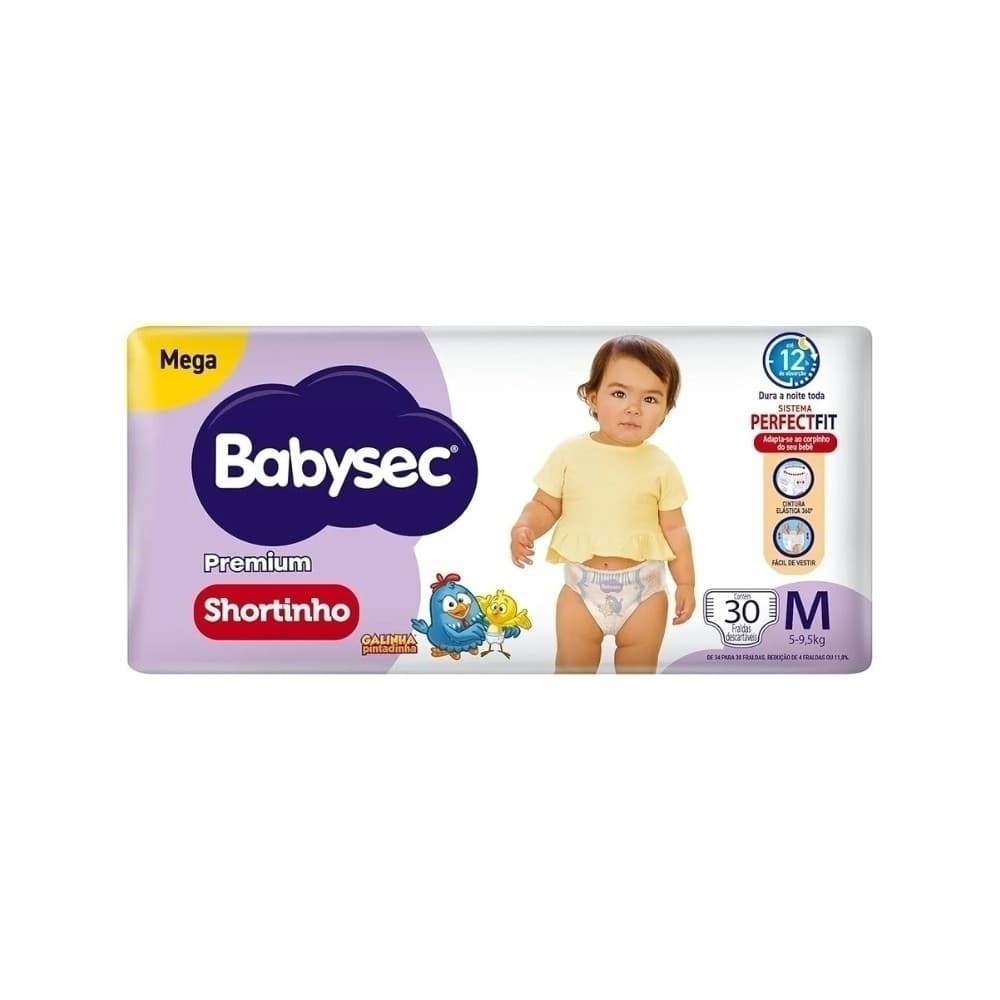 FRALDA BABYSEC MEGA SHORTINHO M 30UN
