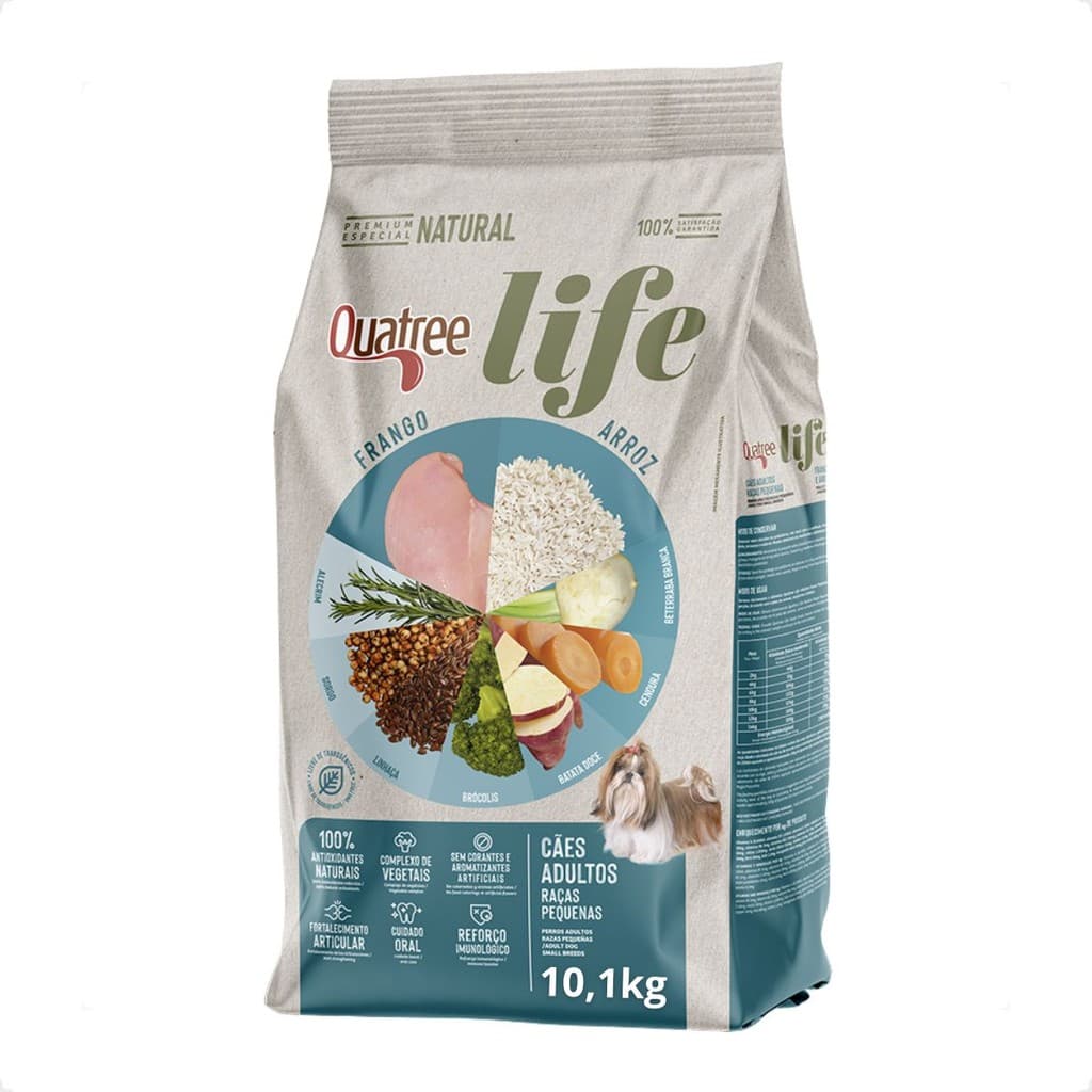 Ração Quatree Life Adultos Raças Pequenas Frango e Arroz - 10,1Kg