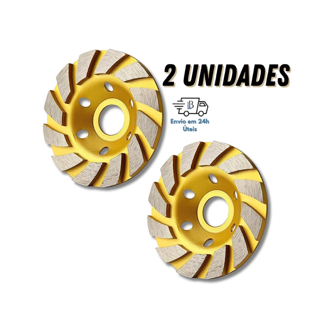 Kit 2 Discos Diamantados Turbo 100mm para Esmerilhadeira – Concreto e Mármore