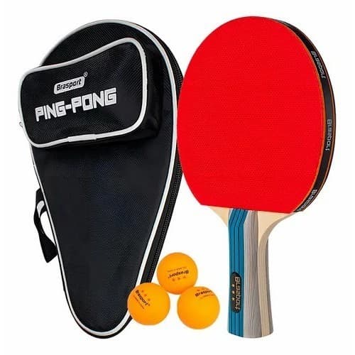 Kit Raquete profissional + 3 bolinha de Ping Pong Tênis de Mesa 3 estrelas + Capa da Raquete