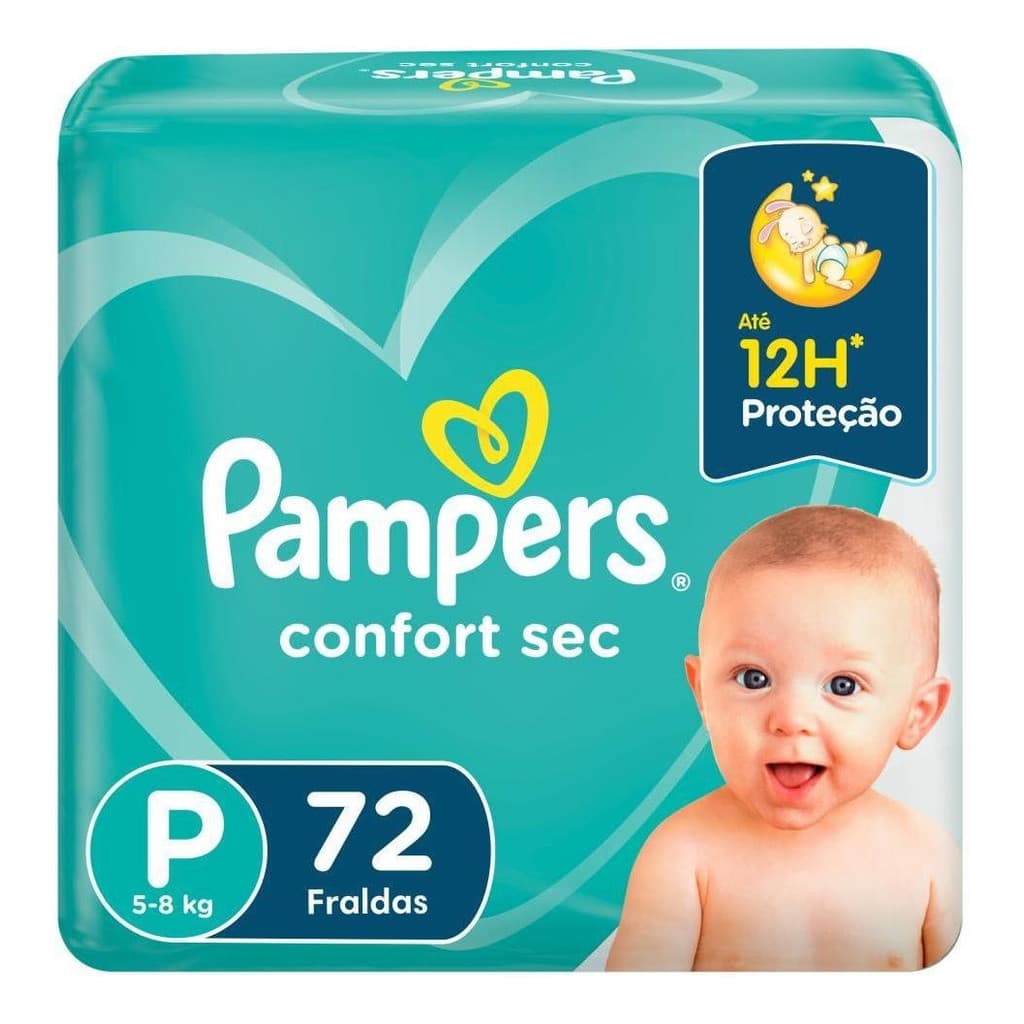 Fralda Descartável Pampers Confort Sec P Pacote 72 Unidades