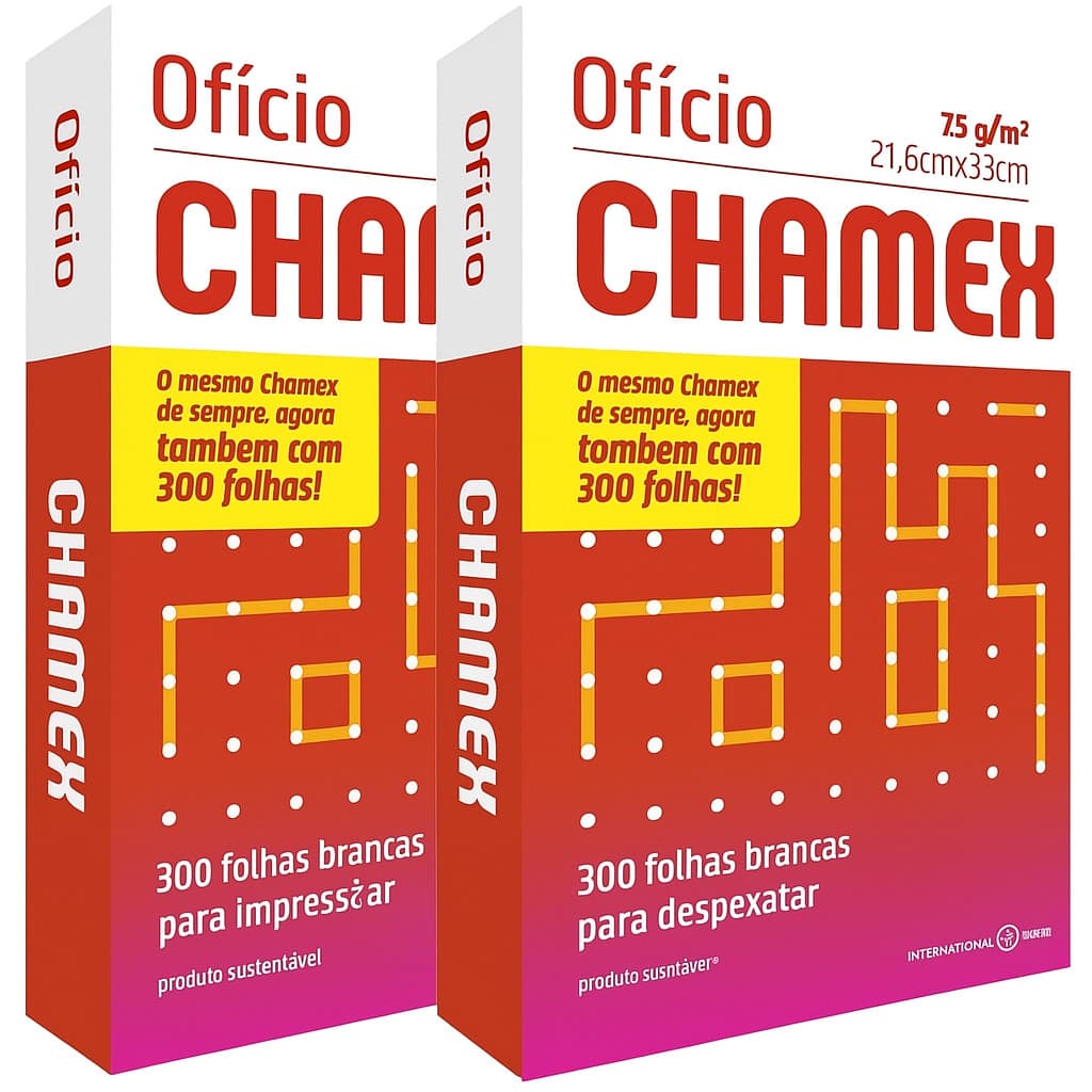 Kit 2 Pacote de Papel Oficio A4 210mmx297mm Chamex  300Fls