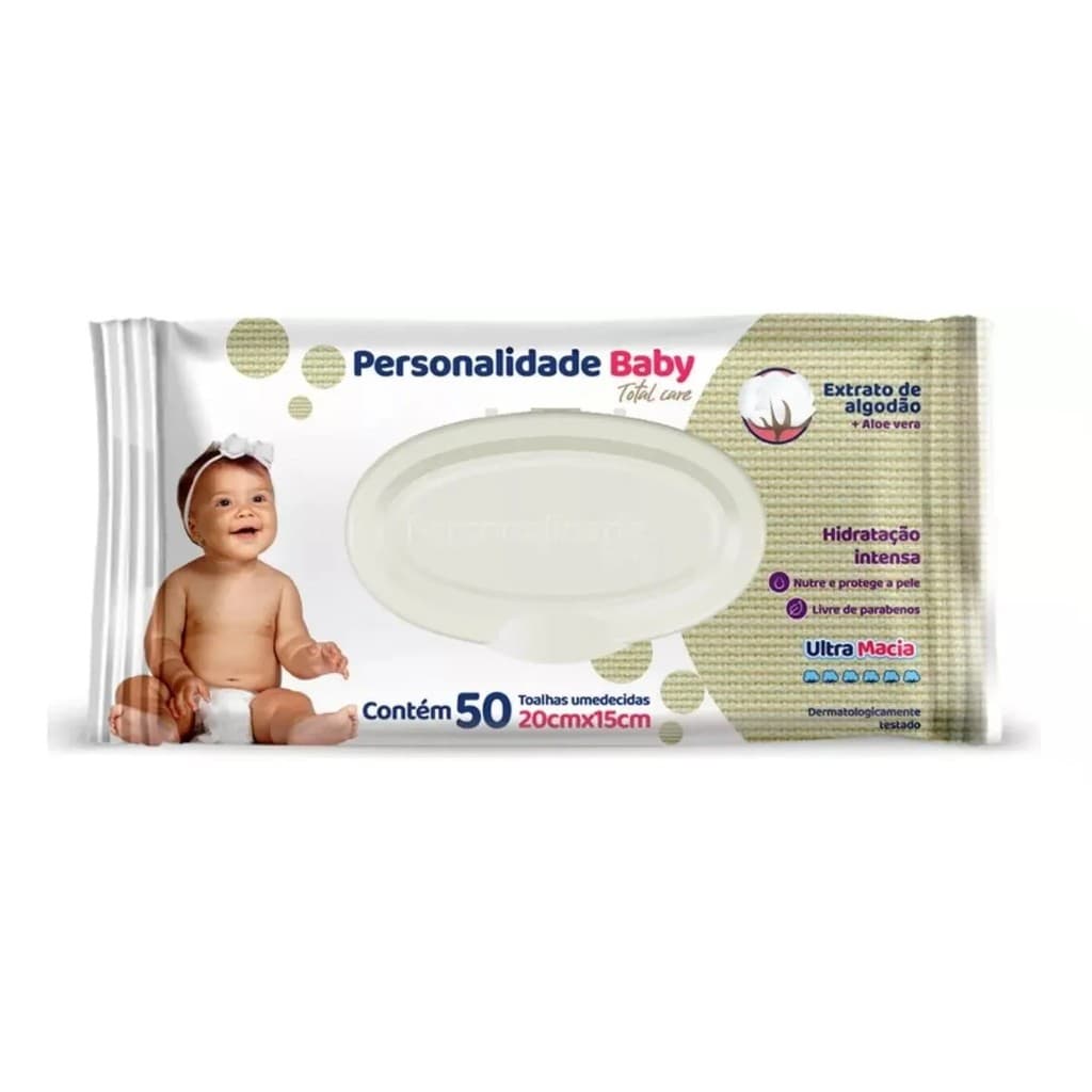 Toalhas Umedecidas Personalidade Baby Com 50 Unidades
