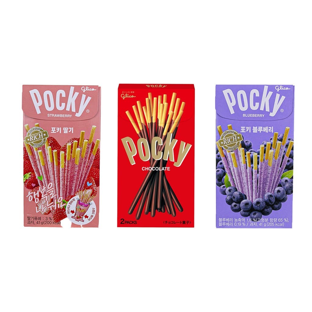 Pocky Glico Chocolate Oriental Doce Biscoitos Importado - Kit 3 Sabores