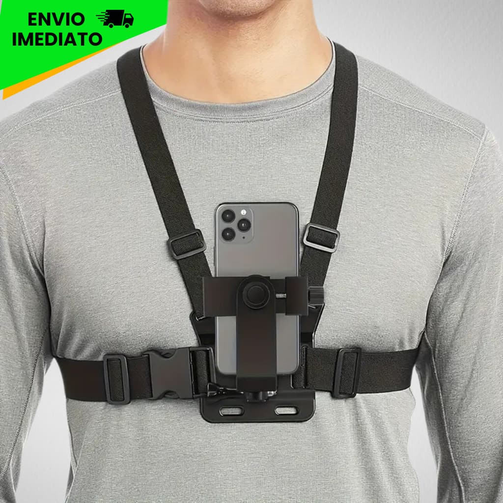Suporte de Peito Para Celular e Gopro Peitoral Peito ajustável Câmera Esportivo Moto Bike 1408