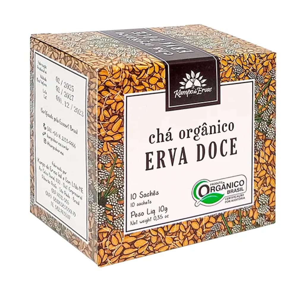 Chá Erva Doce Orgânico, Anis doce, Anis verde, Pimpinela - Kampo de Ervas