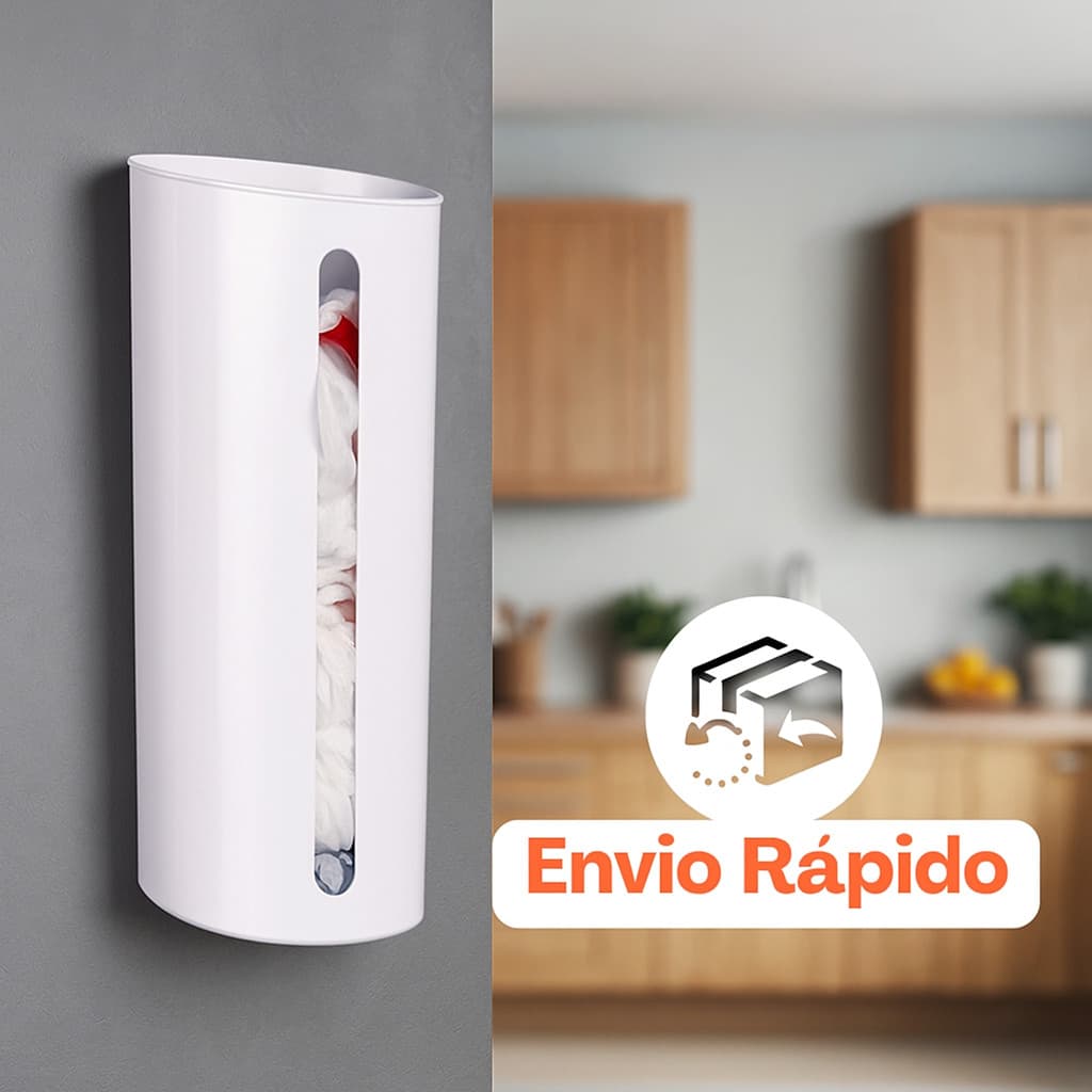 Dispenser Porta Sacolas de Plástico – Organizador de Parede para Cozinha, Lavanderia ou Banheiro