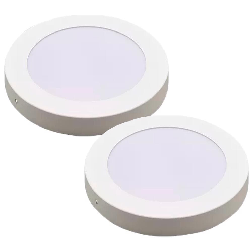 Kit Luminária Plafon LED Redondo de Sobrepor 24W - 3000K Com 2 Unidades (520,0051) - Noll LED