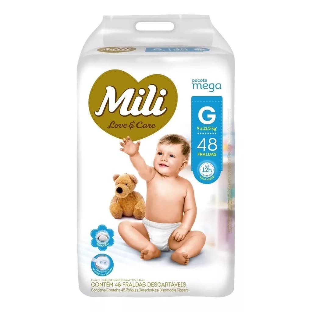 Fralda Descartável Mili Love & Care Tam G 48 Fraldas - Mili