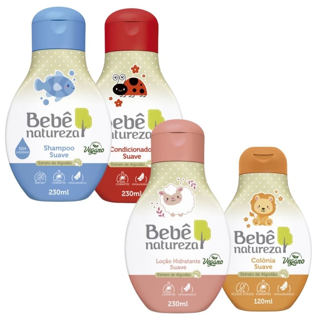 Kit Shampoo+Condicionador 230 Ml+Loção Hidratante 230 Ml+Colônia 120 Ml Linha Suave Bebê Natureza