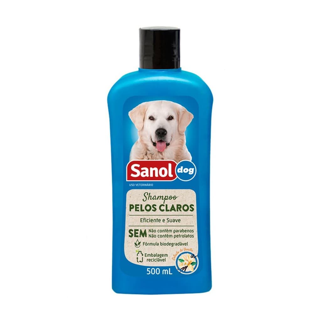 Shampoo Para Cães de Pelos Claros 500ml - Sanol Dog