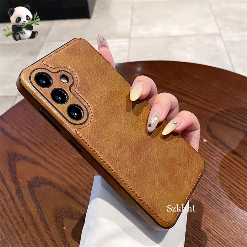 Capa De Telefone Luxuosa De Couro De Vaca Para Samsung A56 A55 A54 A16 A15 S25Ultra S24 Proteção Macia Traseira