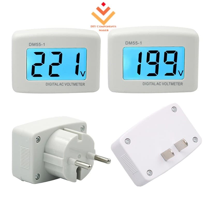 DM55-1 LCD Voltímetro Digital Plug in Para RV , AC 80-300V Monitor De Teste De Tensão 110V 220V Medidor De Testador De P