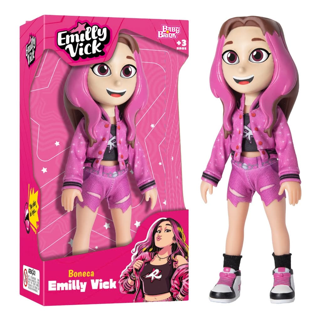 Boneca Emily Vick Dos Rosa Youtuber Infantil Articulada 25cm