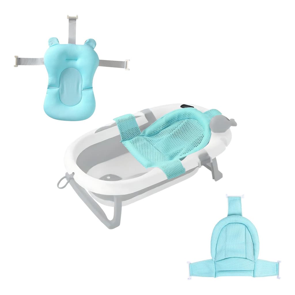 Kit Banho: Banheira Com Termômetro Redinha E Cama Ergonômica