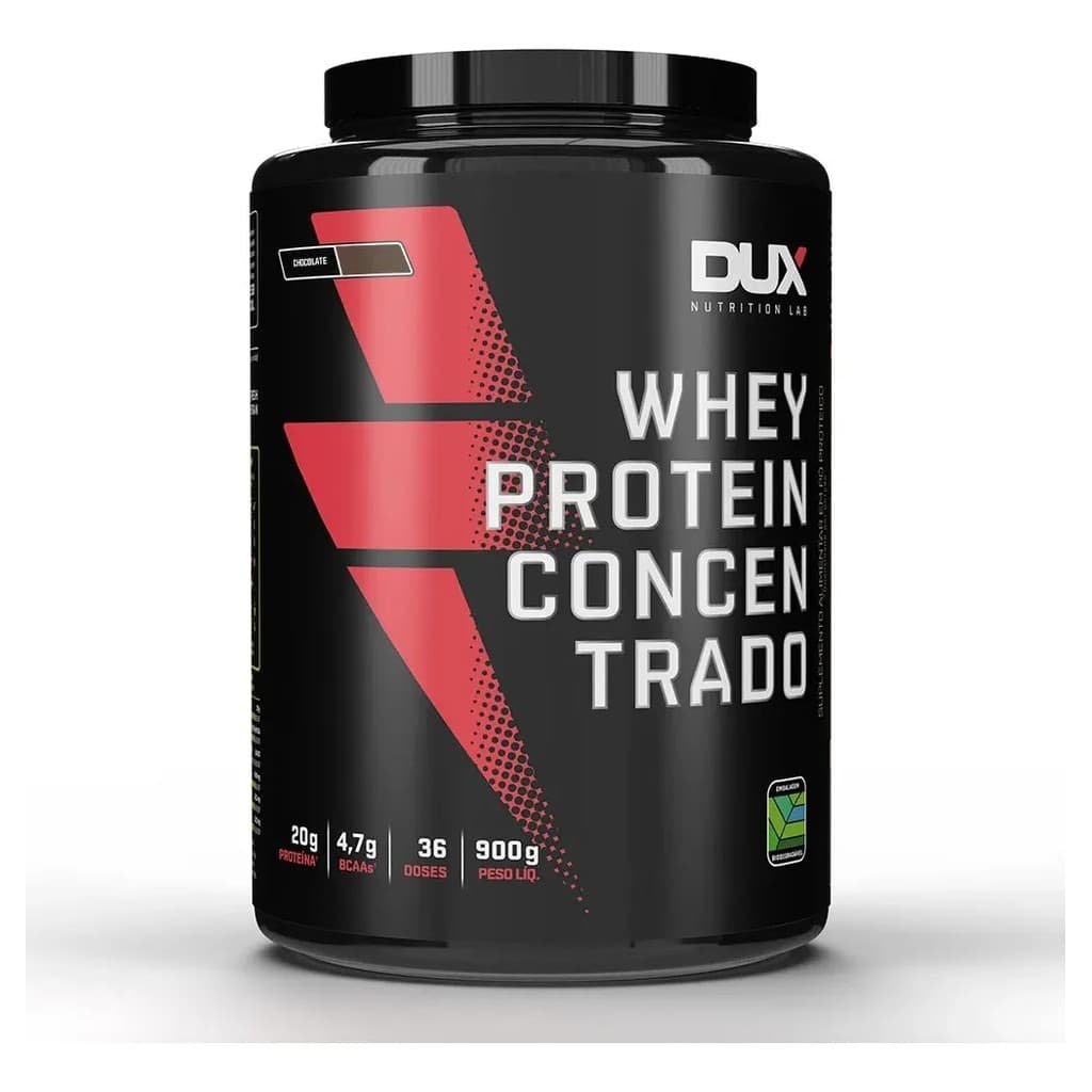 Whey Protein Concentrado Pote Sabor Chocolate 900G Dux Nutrition