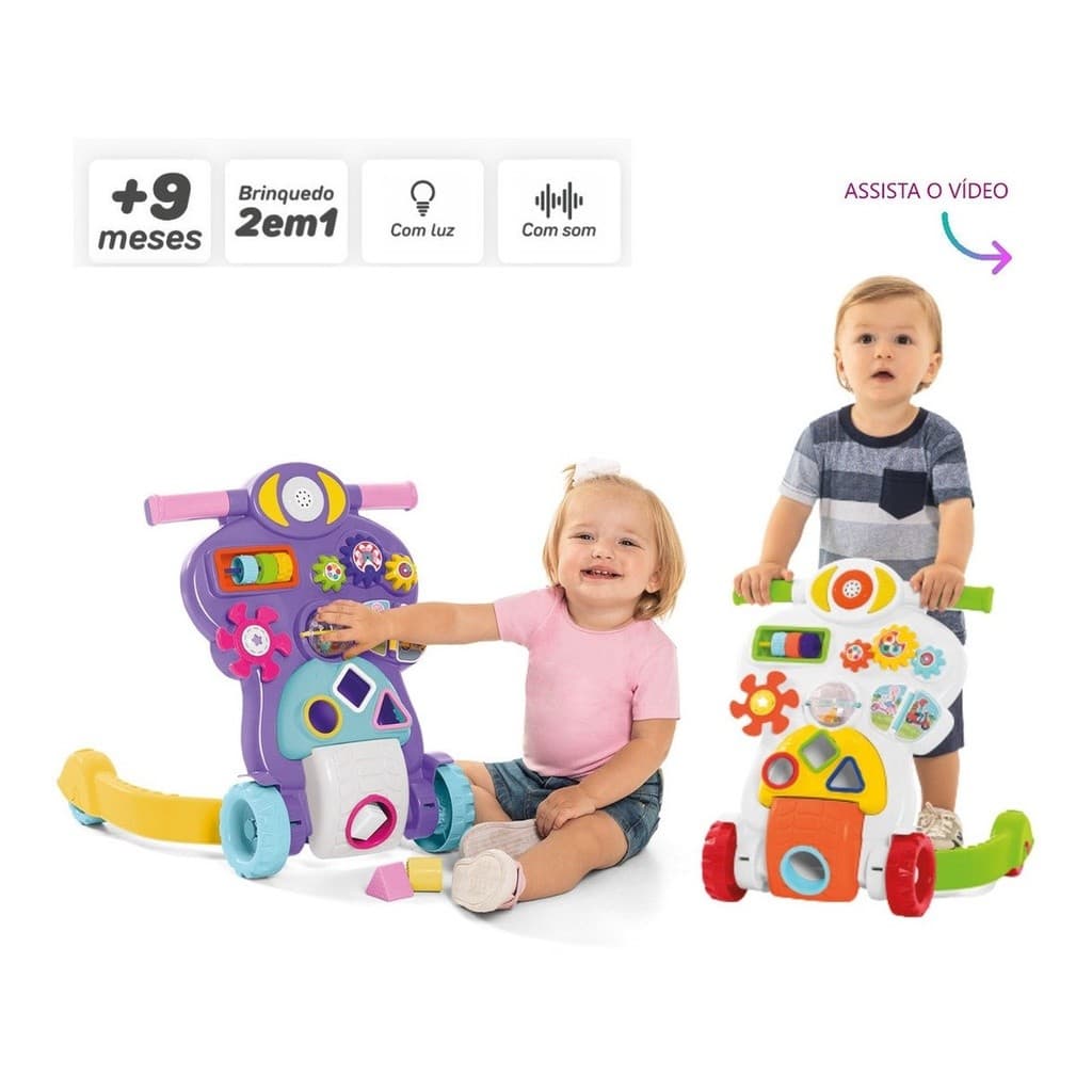 Andador Infantil Bebê piloto 2 em 1 c/ Som E Luz Brinquedo Educativo - Tateti