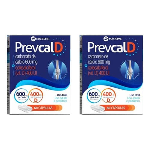 Kit 2x Prevcal D - Cálcio 600mg + Vitamina D 400ui 120Cpr - Massime