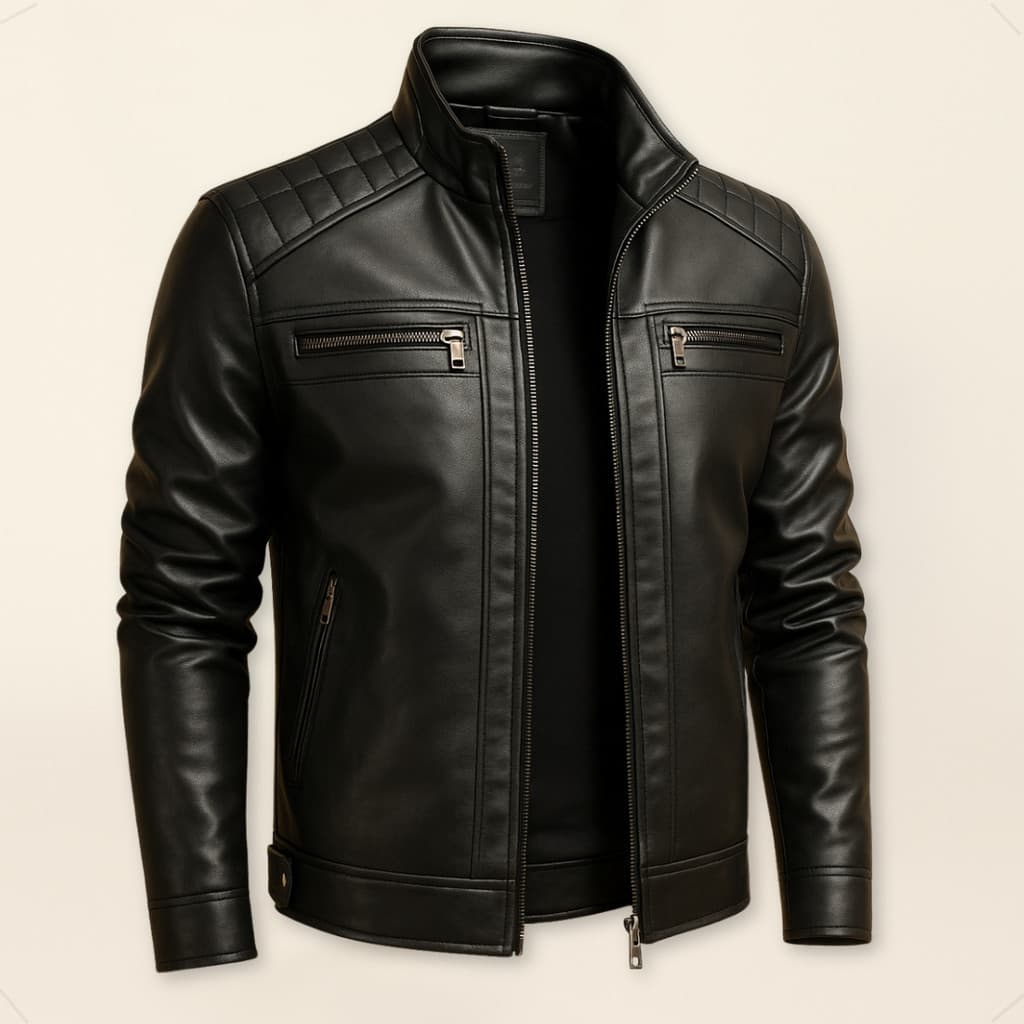 Jaqueta De Couro Masculina Slim Forrada Impermeável Casaco Blusa de Frio