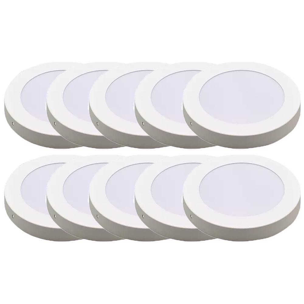 Kit Luminária Plafon LED Redondo de Sobrepor 24W - 3000K Com 10 Unidades (520,0051) - Noll LED