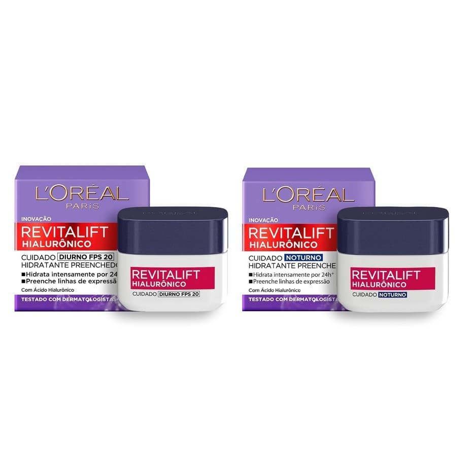 Kit L’Oréal Revitalift Hialurônico Dia FPS20 + Noite Anti-Idade Hidratante