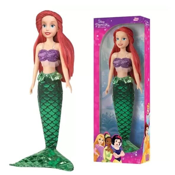 Boneca Ariel Pequena Sereia Princesa Disney 55cm Articulada Babybrink Infantil Mini My Size