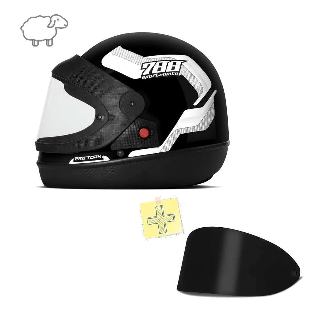 CAPACETE SPORT MOTO 788 Fechado Automatico Barato Pro Tork Moto Mais Viseira Fumê Branco