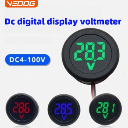 Dc 4-100V dc voltímetro digital cabeça display LED display digital redondo voltímetro de dois fios proteção de conexão r