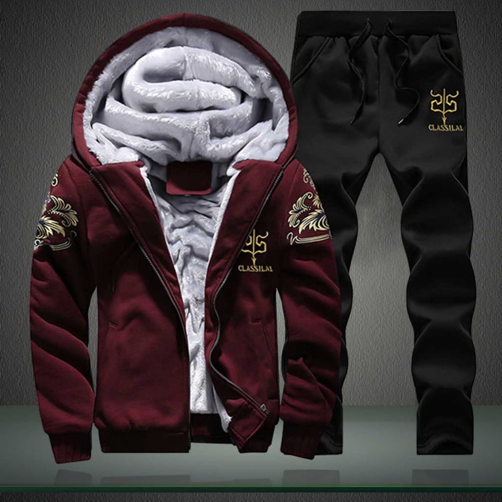 Moletom Traje Inverno Novo Estilo Lã Lã com Capuz Moletom Casual Traje Quente Jaqueta Masculina Roupas
