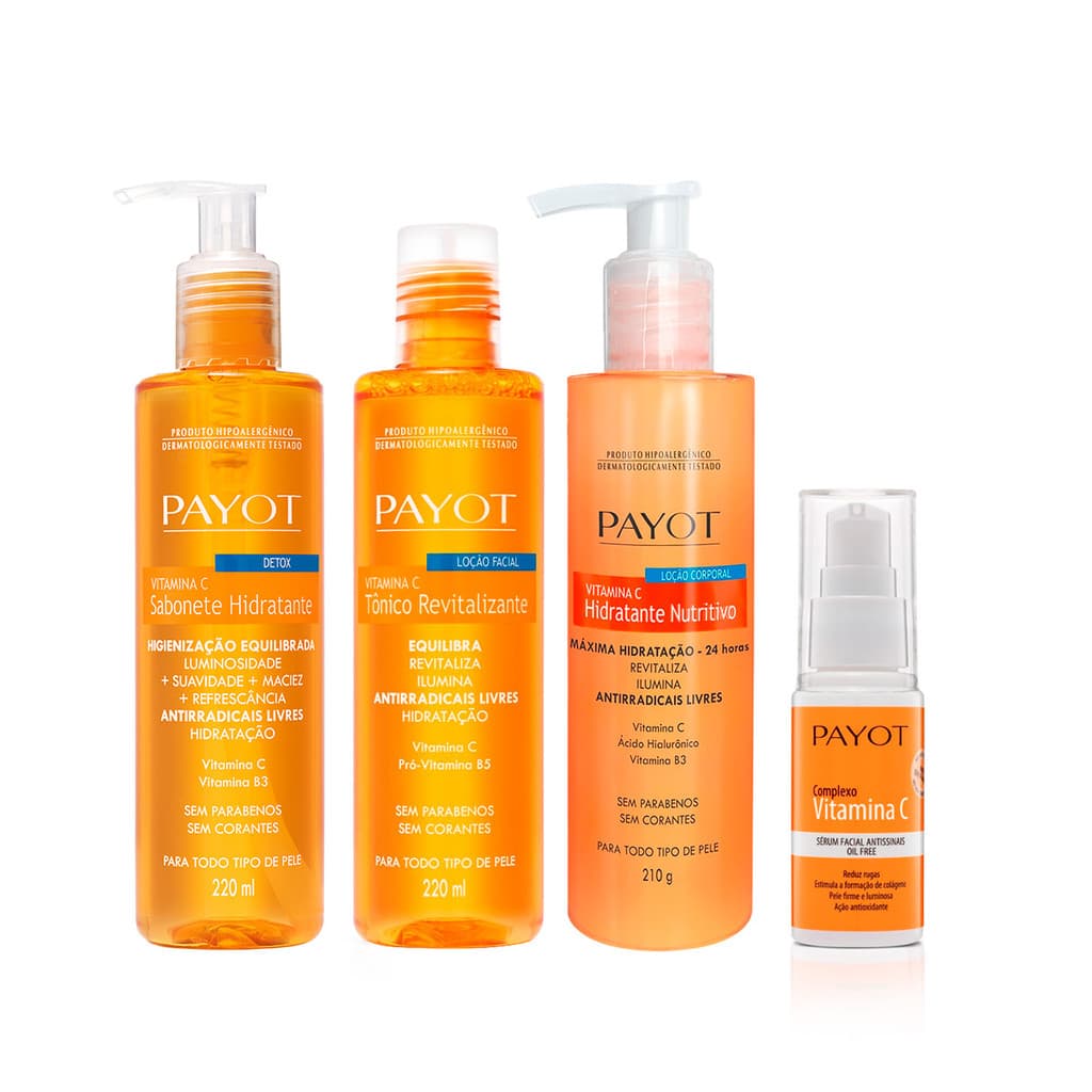 Kit Limpeza Tonificação Hidratação e  Sérum Complexo Vitamina C Payot