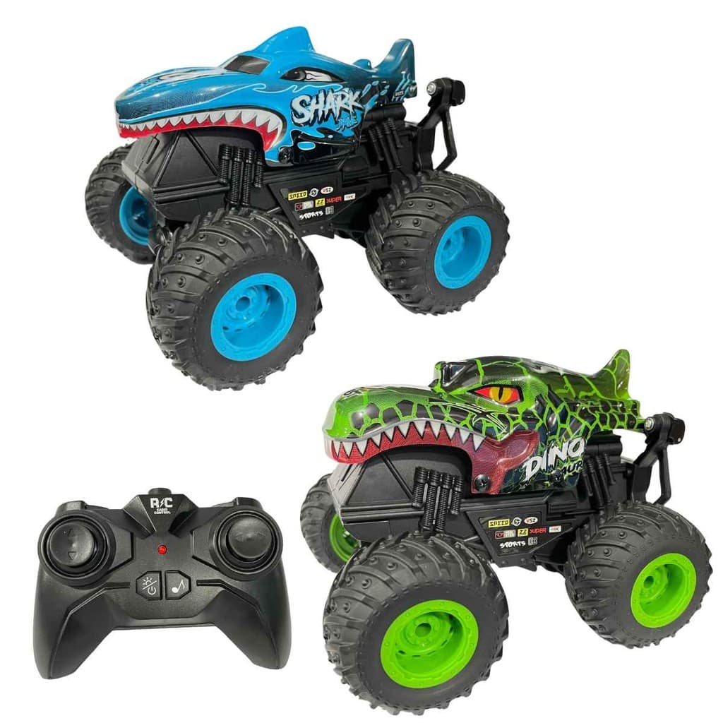 Carrinho Controle Remoto Led 7 Spin Monster Bateria Recarregável, Zippy Toys, Com Luz e Música