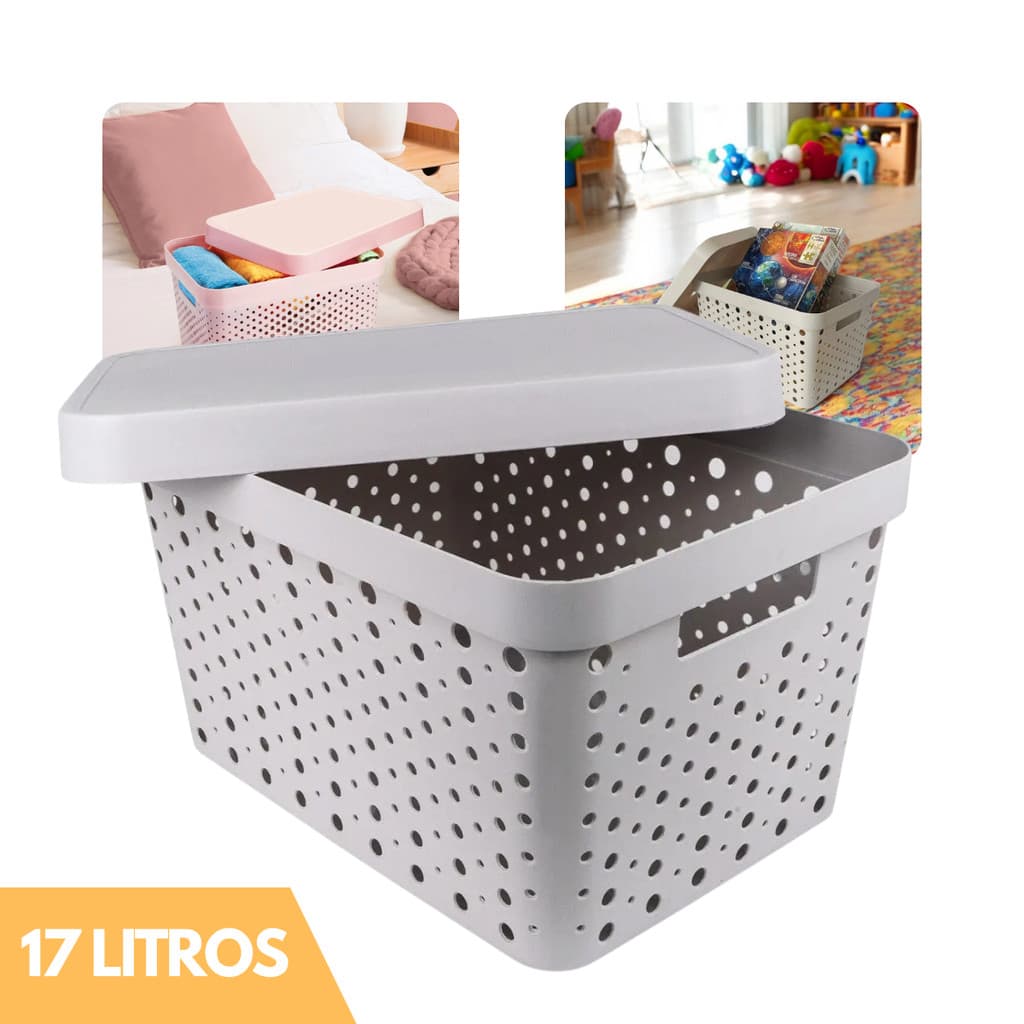 Cesto Organizador 17 Litros Caixa Organizadora Cesta Multiuso