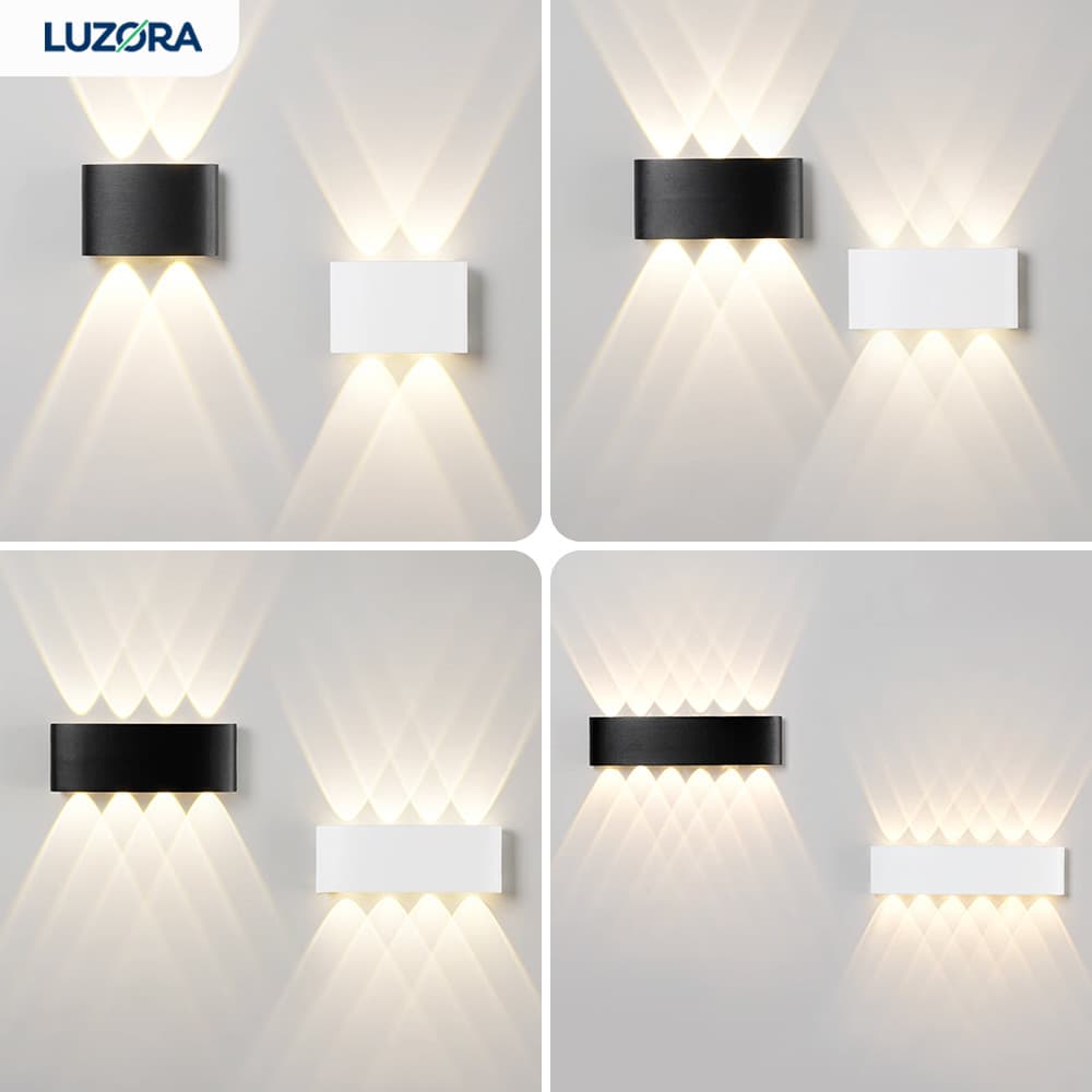 Arandela LED Meia Lua de Parede Luminária 4w 6w 8w 10w Fachos  Branco Ou Preta Branco Quente Bivolt