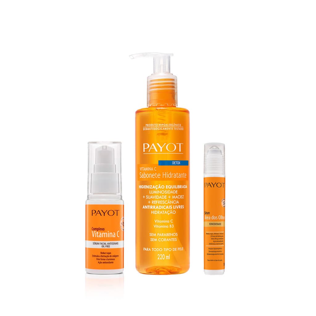 Kit Sabonete Facial + Sérum Complexo + Sérum Área dos Olhos Vitamina C Payot