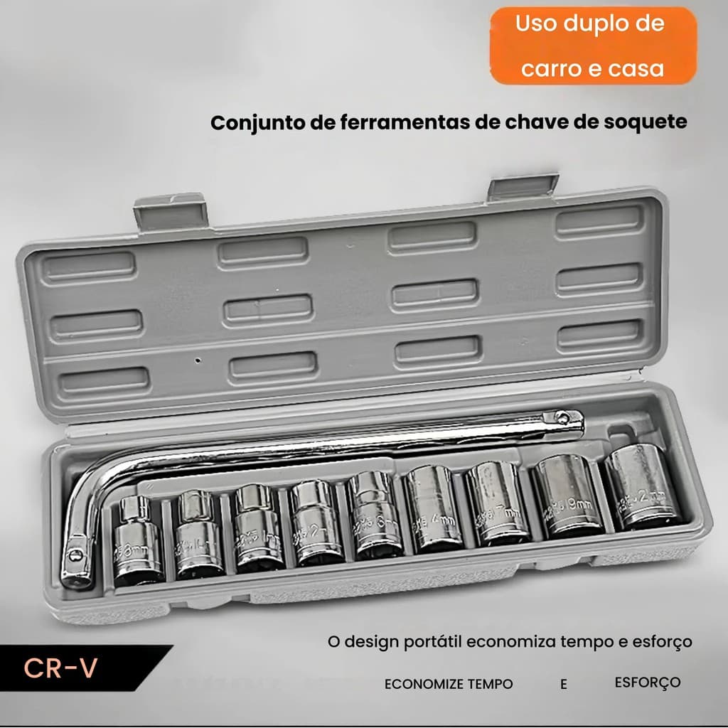 KIT10 Ferramentas com10 Peças Chave L Soquete De Boca com Estojo