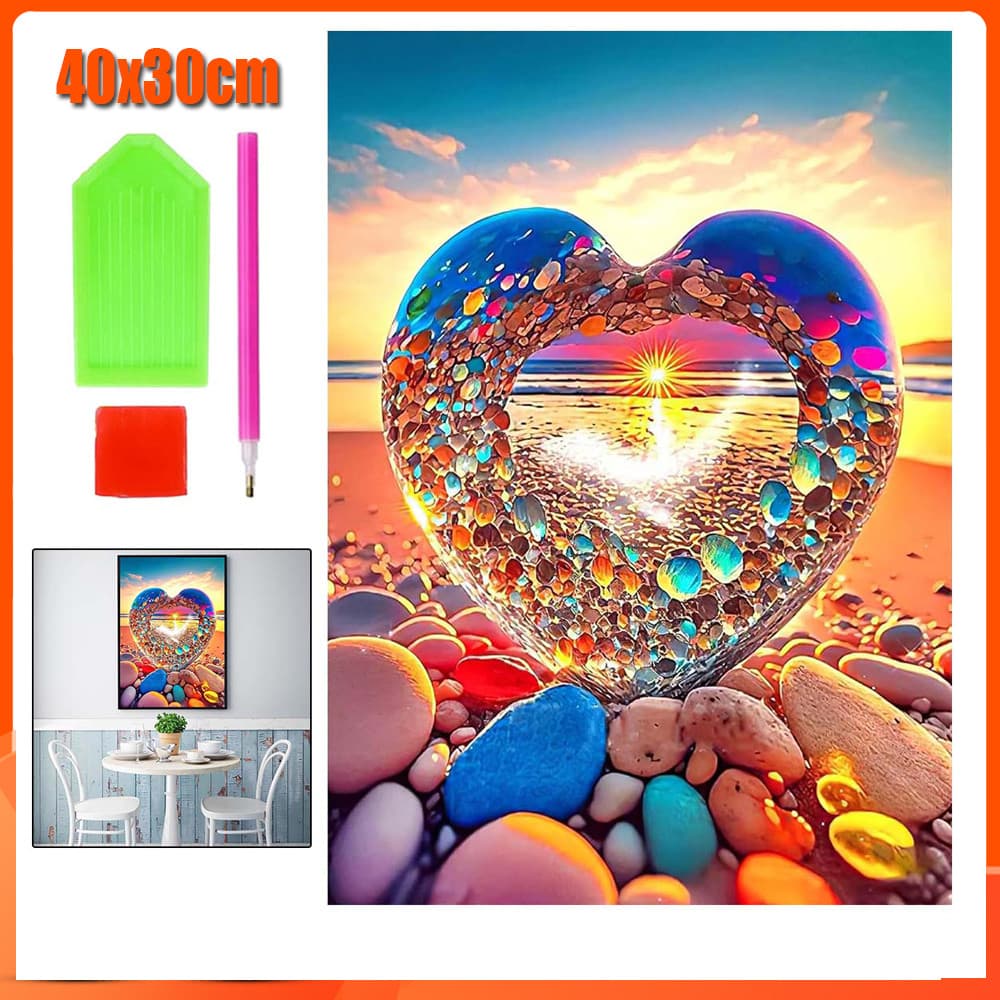 40x30cm Pintura Diamante 5D Pintura de Diamante Kits 5D DIY Broca Completa Arte Artesanato Decoração Corações coloridos