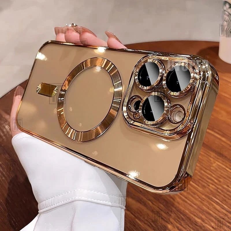 Desert Titanium Luxury Chapeamento Magnético Transparente Capa De Telefone Para iPhone 11 16E 15 Pro Max 12 13 14 Carreg