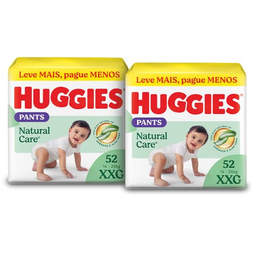 Kit 2 - Fralda Premium Pants Huggies Natural Care XXG 52 Un