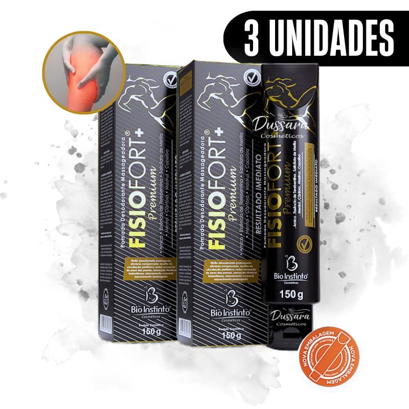 Kit c/ 3 Pomada Massageadora Fisioforte Bio Instinto - 150g - Desconforto musculares