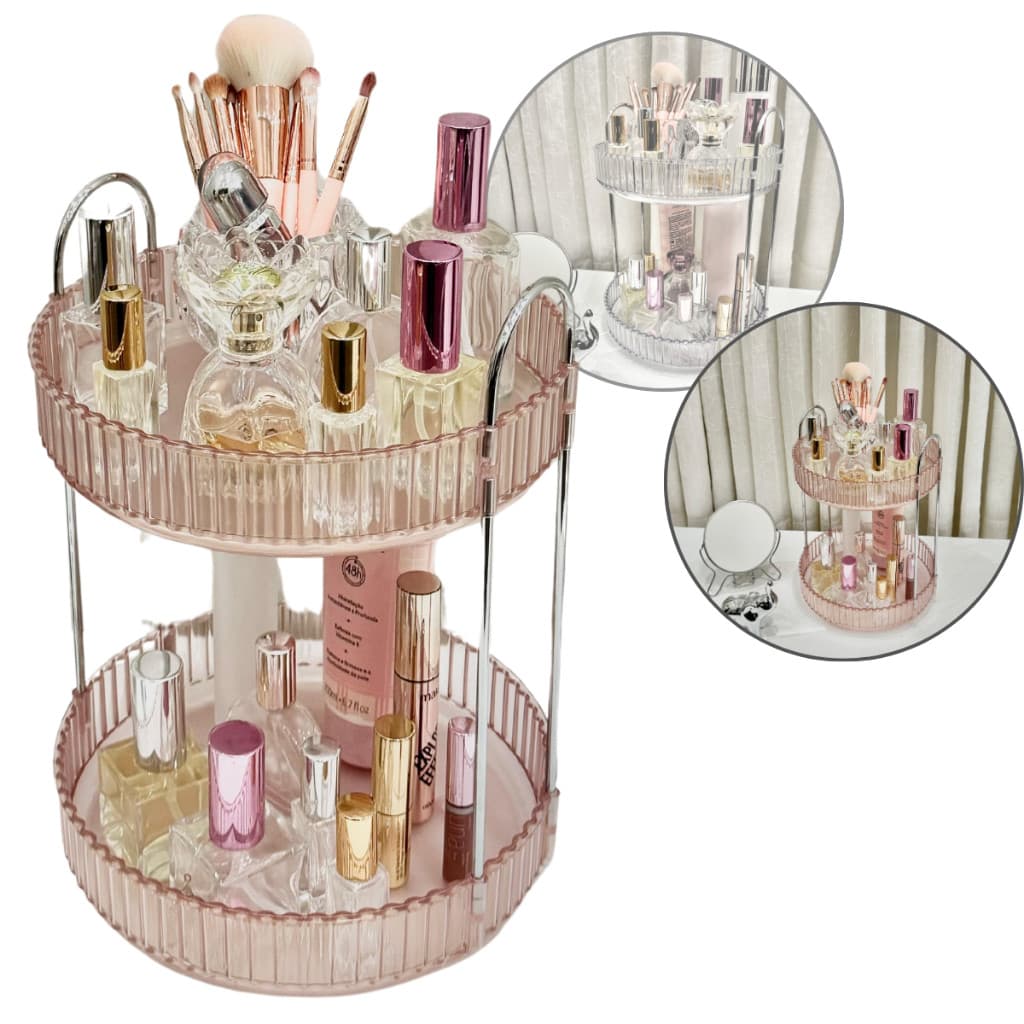 Bandeja Dupla Decorativa Lavabo Perfumes Maquiagem Cozinha Multiuso Cosmetico Acrilico